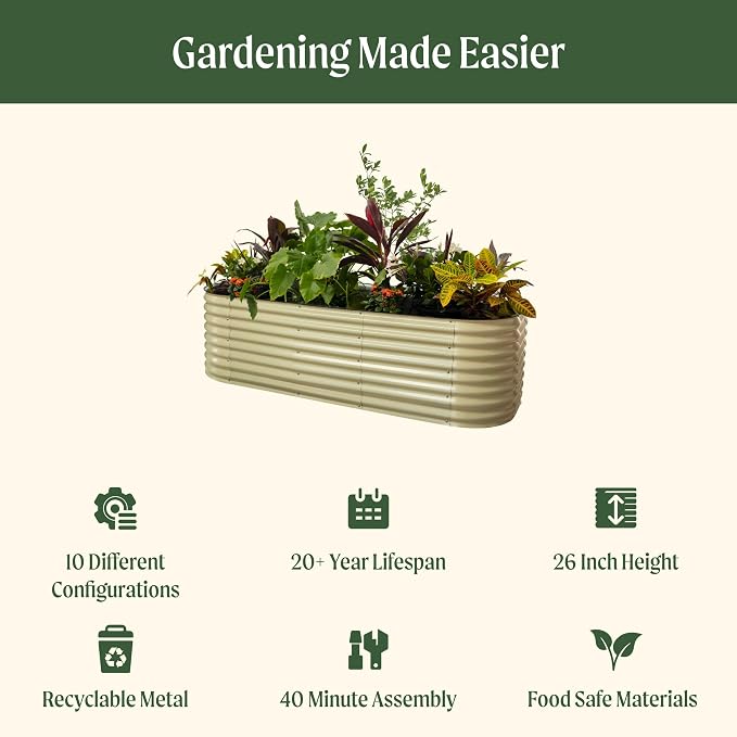 Vego garden 26" Extra Tall Raised Garden Bed Kits, 10 in 1 Modular Raised - Image 2