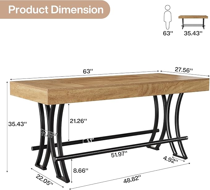 Tribesigns 63" Counter Height Bar Table - Image 2