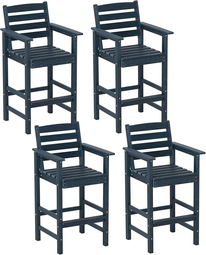 Tangkula Patio Adirondack Chairs Set of 4, HDPE Bar Height Chair by TANGKULA