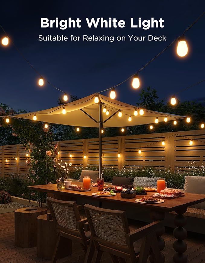 Govee S14 Bulb Outdoor String Lights 2, 48ft Smart RGBIC Warm White Patio Lights - Image 4