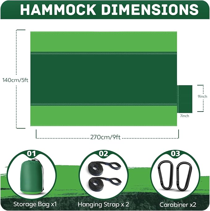 Camping Hammock Lightweight, Portable Hammocks Parachute Hammock - Image 2
