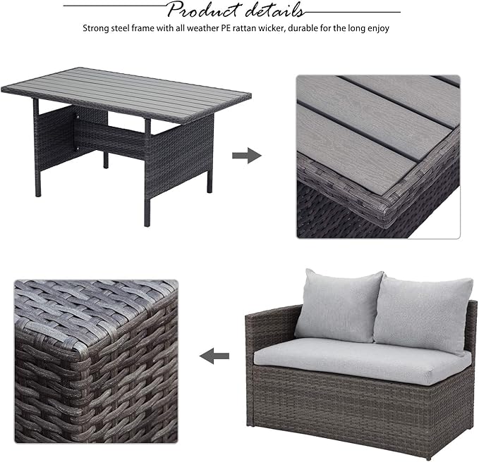 Wisteria Lane 7 Piece Patio Furniture Set, Wicker Patio Sectional - Image 3