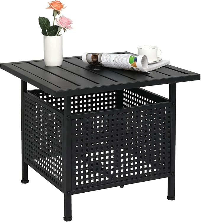 VINGLI Outdoor Side Table with Umbrella Hole 1.57" Umbrella Stand Table by VINGLI