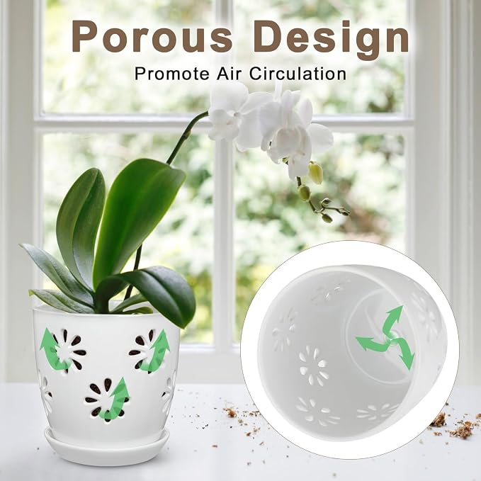 Oairse 6 inch Orchid Pots with Holes, Indoor Plant - Image 4