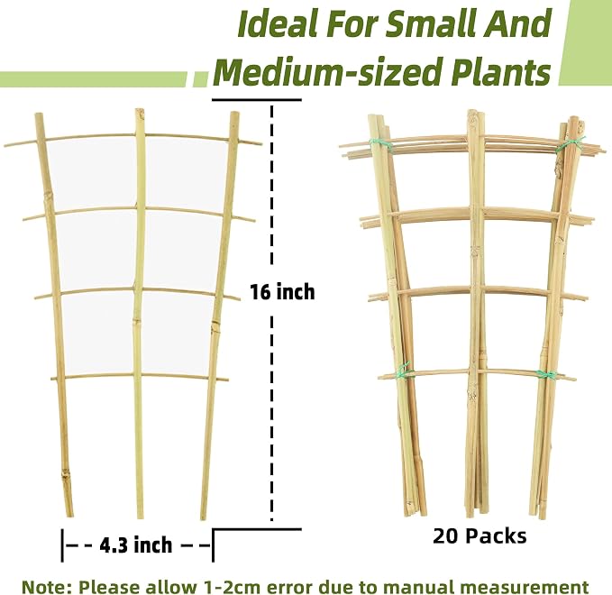 Bamboo Trellis for Climbing Plants 20 Pack, 16 Inch Garden Ladder Trellis for - Image 5