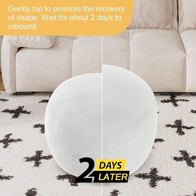 MeMoreCool Round Stuffed Pouf Ottoman Foot Rest, Floor Pouf Foot Stool - Image 7