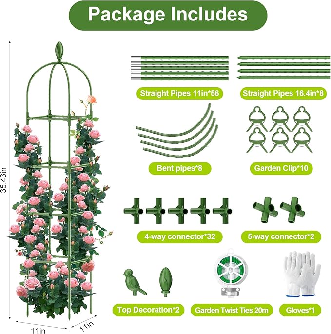 2 Pack Garden Obelisk Trellis, 70IN Tall Plant Support - Image 7