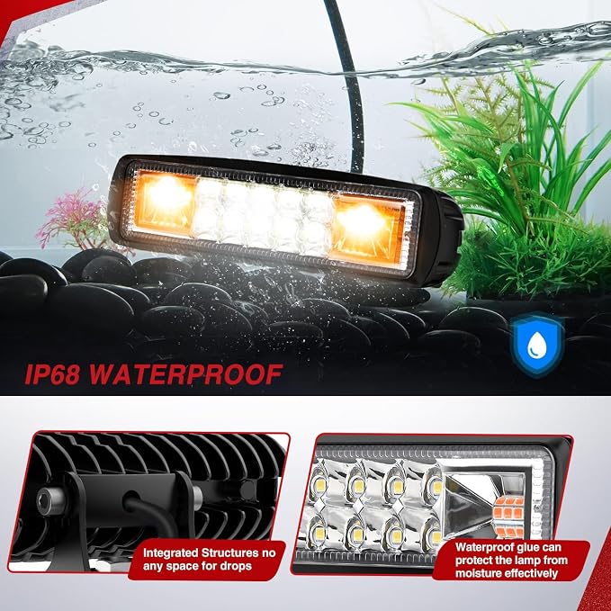 Nilight LED Light Pods 2PCS 6 Inch 60W Amber White 3 Lighting Modes Fog Lights - Image 6