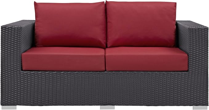Modway Convene Wicker Rattan Outdoor Patio Loveseat - Image 6