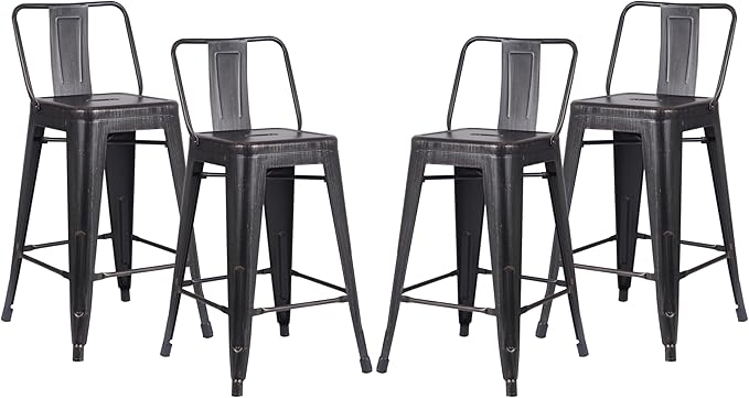 AC Pacific 24” Metal Barstool Set of 4 – Country Rustic Style by ACPacific