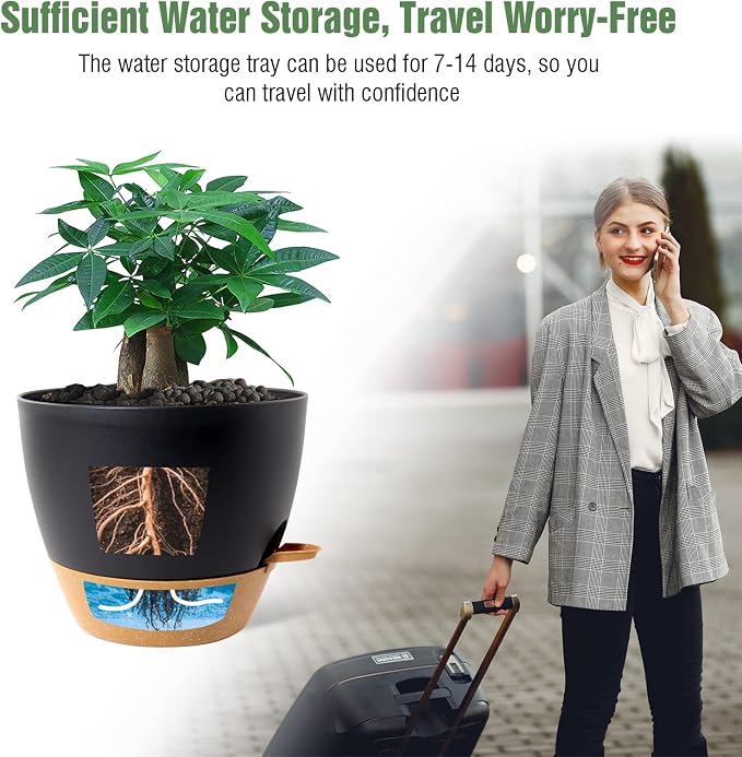 12 inch Large Self Watering Pots, Plastic Planters - Image 5