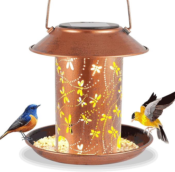 Bird Feeders for Outdoors Dragonfly Solar Lanterns Outdoor Waterproof Garden by Tepaken