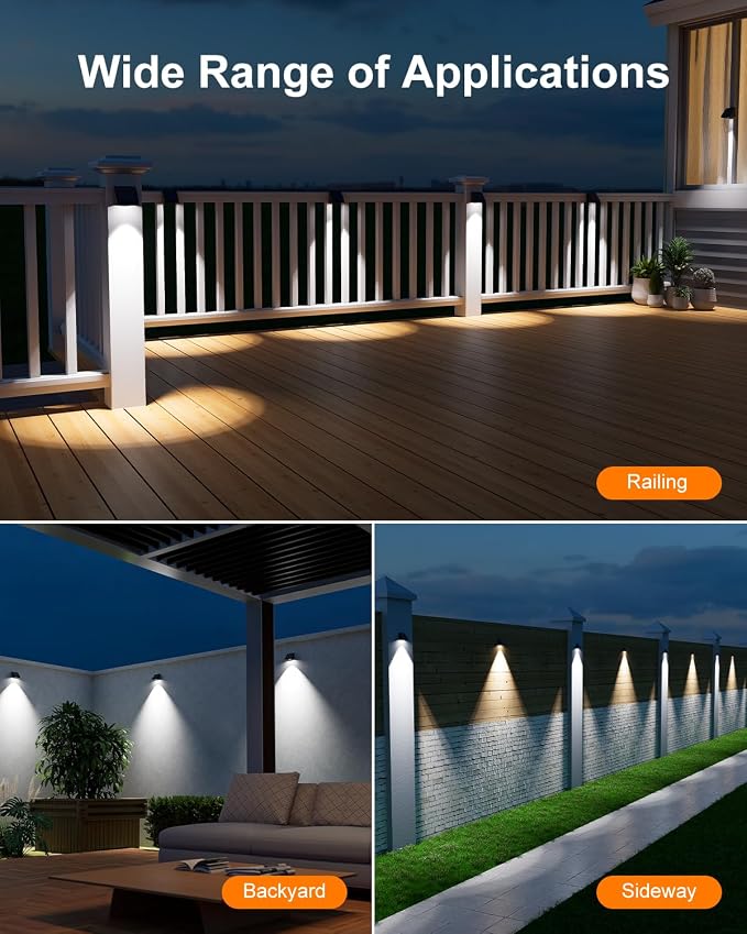 12 Pack Decorative Solar Powered Fence Lights Outdoor Waterproof - Image 7