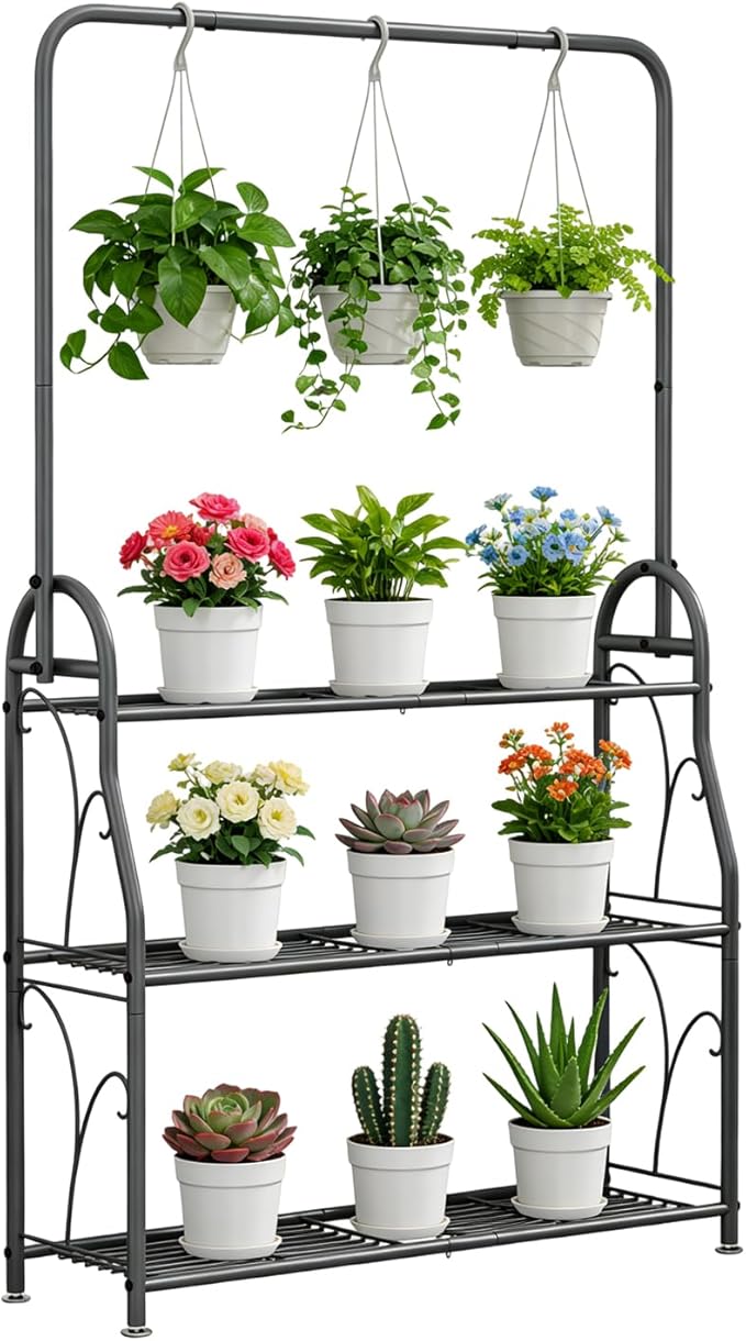 SORCEDAS Plant Stand Indoor Outdoor 3 Tier Tall Corner Hanging Plant Shelf by SpecialYourHome