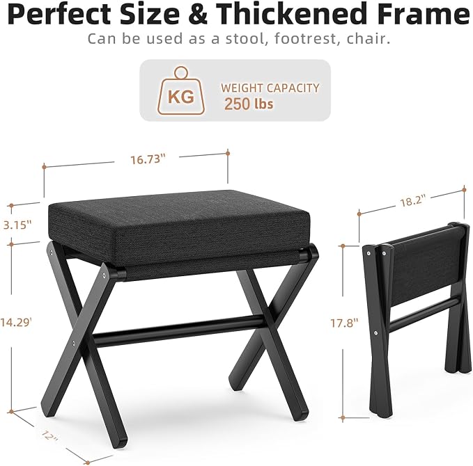 Foldable Foot Stool Ottoman, Small Padded Foot Rest - Image 3