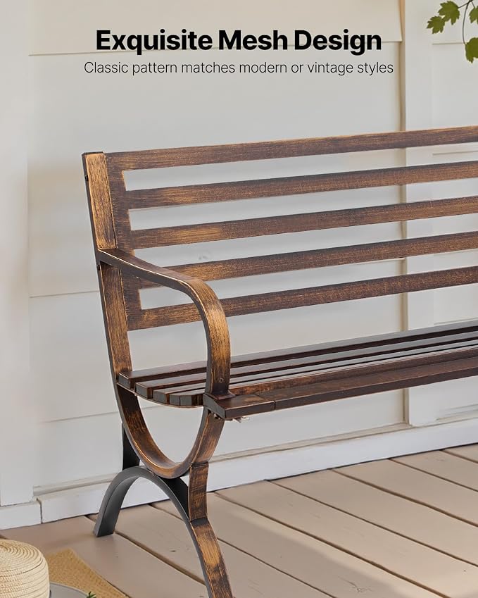 VEVOR Outdoor Bench, 50 inch, Carbon Steel Metal Frame - Image 5