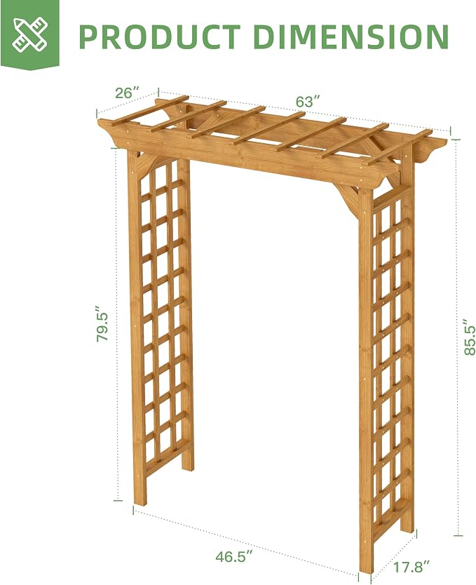 Wood Garden Arbor – Outdoor Wooden Arch Pergola - Image 3
