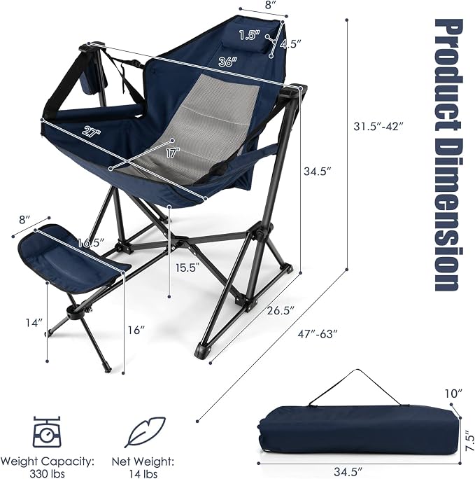 Tangkula Hammock Camping Chair, Portable Camp Chair - Image 3