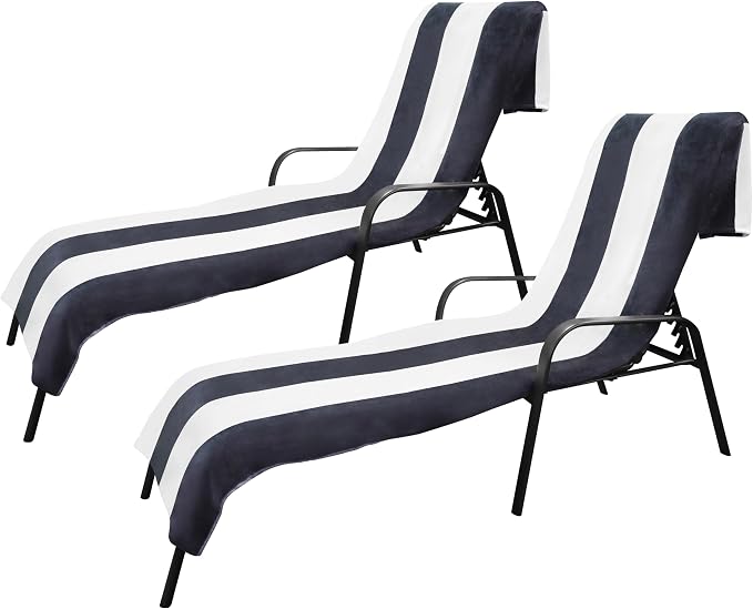 Superior Cabana Cotton Lounge Chair Cover, Outdoor Towel/Chaise Furniture Covers - Image 2