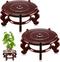 Geetery 2 Pcs 4 to 12 in Wooden Plant Stands Indoor Chinese Oriental Plant Stand by Geetery