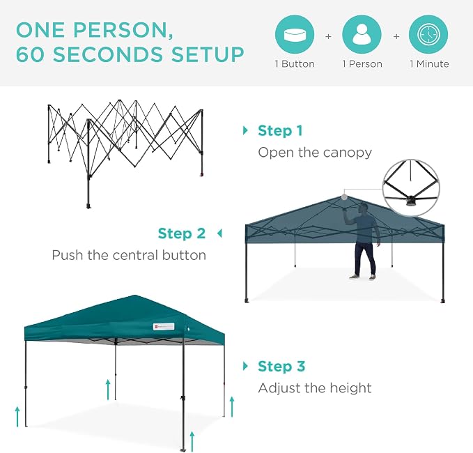 Best Choice Products 8x8ft Pop Up Canopy Tent, Outdoor Shade, 1 Person 1 Minute - Image 2
