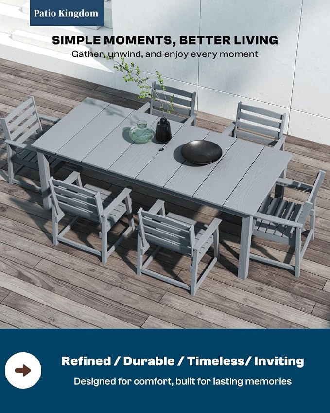 9-Piece Outdoor Dining Set for 8, 75.2" HDPE Table - Image 8