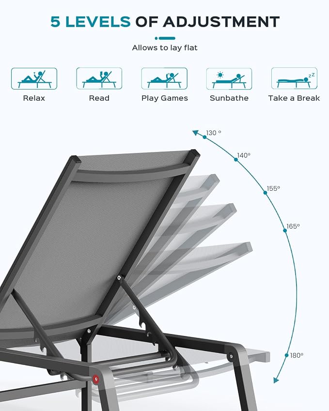 Ciokea Patio Chaise Lounge Chair, Foldable Lounge Chair - Image 6