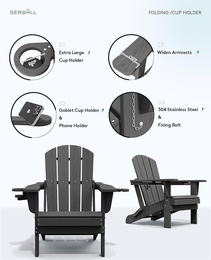 SERWALL Outdoor Round Coffee Table Set, 5-Piece Outdoor Coffee Table and - Image 3
