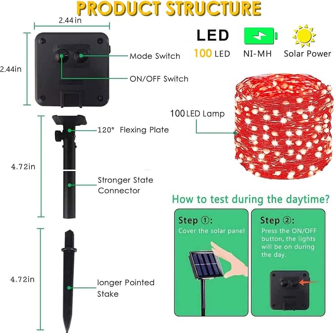 bhclight Solar String Lights Outdoor - Image 8