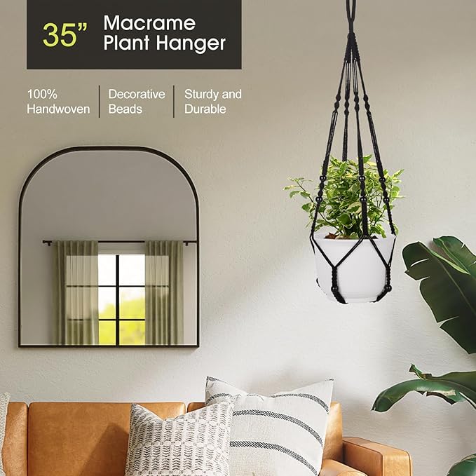RIFNY Macrame Plant Hanger for 5 to 10 Inch Plant Pots, 35 Inch Woven Rope - Image 2