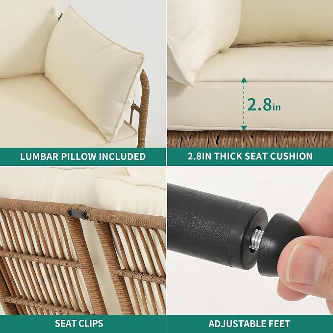 YITAHOME 4 Pieces Patio Furniture Set, Outdoor Rattan Woven Conversation - Image 5