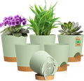 4 inch Self Watering Pots for Indoor Outdoor Plants, 6 Pack Plastic Flower by WSMKSZ