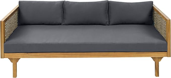 Merax 67.5" Outdoor Patio Daybed 3 Seater Sofa Bed, Acacia Wood Frame - Image 4