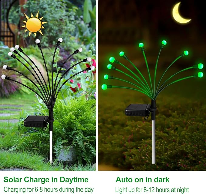 Kohlrabi Solar St Patricks Day Lights Outdoor, 4 Pack 40 LED Solar Green - Image 3