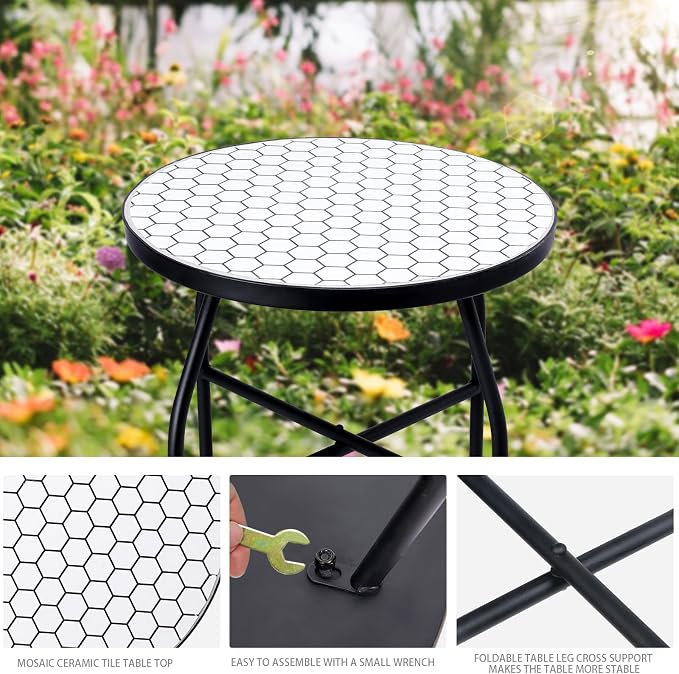 VCUTEKA Mosaic Outdoor Side Table - Image 6