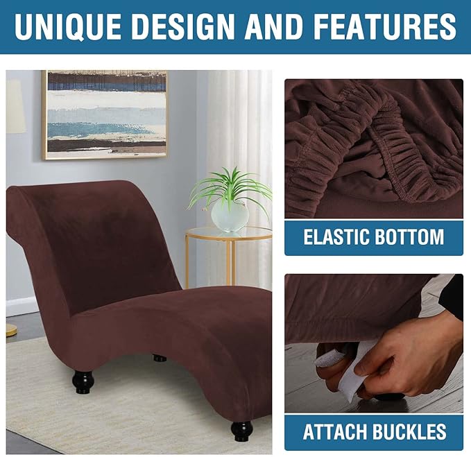H.VERSAILTEX Chaise Lounge Cover Indoor Velvet Chaise Slipcover High Stretch - Image 4