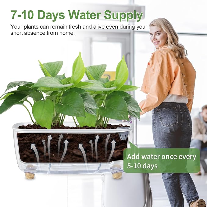 Self Watering Planter with Coco Coir Pellets, 11.8 Inch Plastic Rectangular - Image 5