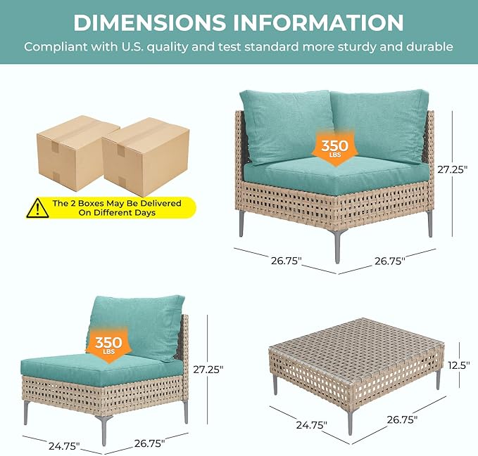 Grand patio 7-Piece Wicker Patio Furniture Set, Boho Outdoor Conversation Set - Image 5