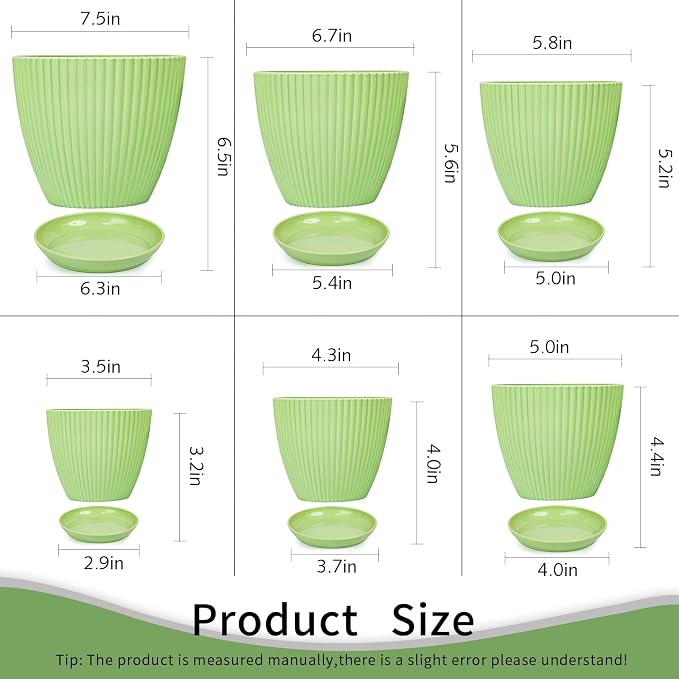 Plant Pots Indoor with Saucers & Drainage - Image 6