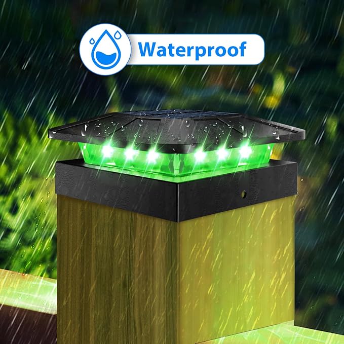 Peasur 2 Packs 4x4 Solar Post Lights Outdoor, Wood & Vinyl Post Top Lighting - Image 4