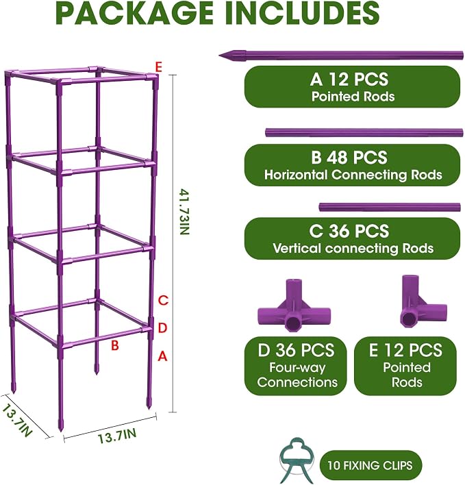 3 Pack Tomato Cages, Square Tomato Plant Stakes Support Cages Trellis - Image 7