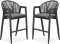 PURPLE LEAF Outdoor Bar Stools Set of 2 Wicker Bar Stools Woven Bar Height by PURPLELEAF