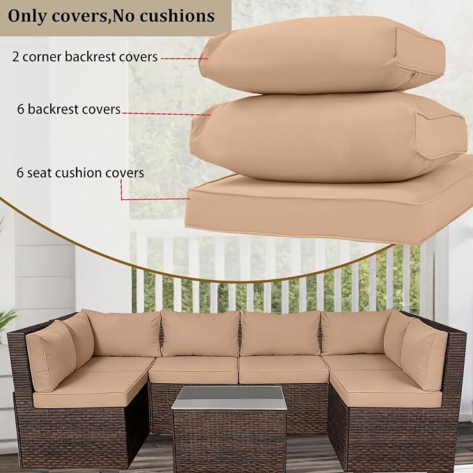 Outdoor Cushion Covers for Patio Furniture, Patio Cushion Covers Replacement - Image 3