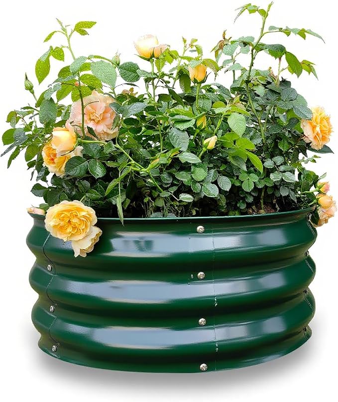 GARDMAX 2x2x1FT Galvanized Round Raised Garden Bed Kit, Metal Planter Boxes by ChooseGardmaxforbetterlife