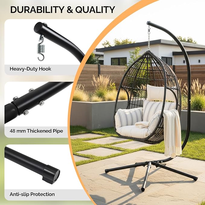 ONCLOUD Hanging Chair Stand Only, Elegant Solid Steel Hammock Chair Stand - Image 3