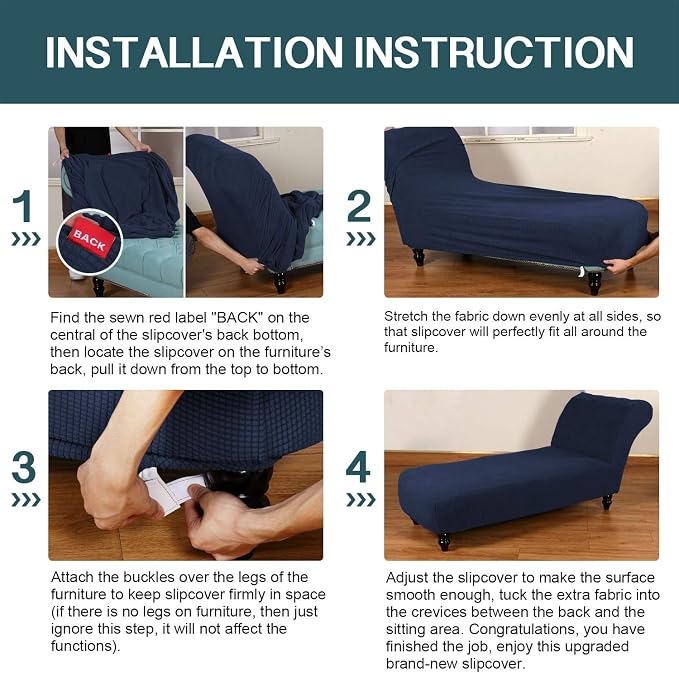 FantasDecor Chaise Lounge Cover Stretch Armless Chair Slipcover - Image 7