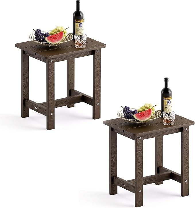 LUE BONA Outdoor Side Table Set of 2, HDPS Small Outdoor Table, Adirondack Side by LUEBONA