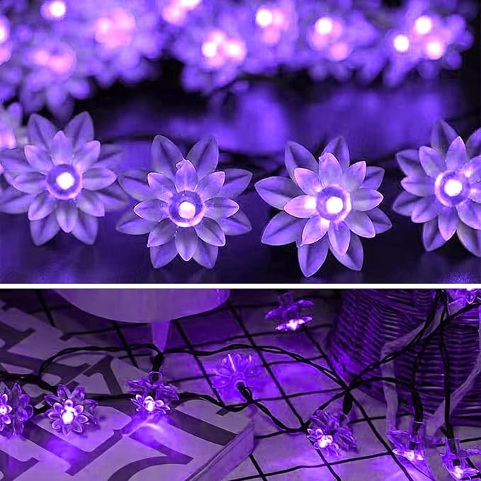 ITICdecor Solar Flower String Lights Outdoor Waterproof 50 LED Upgraded Flower - Image 6