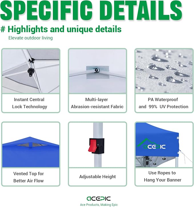 10x10 Pop Up Canopy Tent, 300D Silver-Coating Top, Pop Up Canopy Tent Instant - Image 2