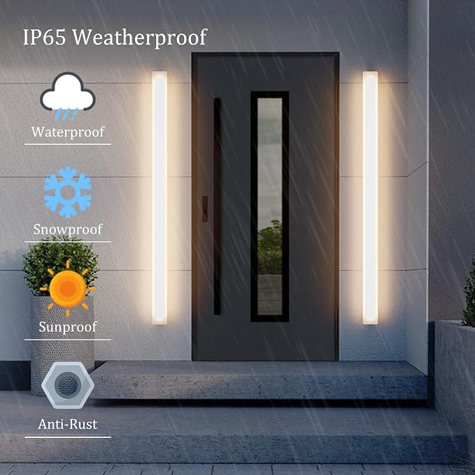 2 Pack 47.2In Long Outdoor Wall Lights 35W Exterior Wall Light 3000K Outdoor - Image 2